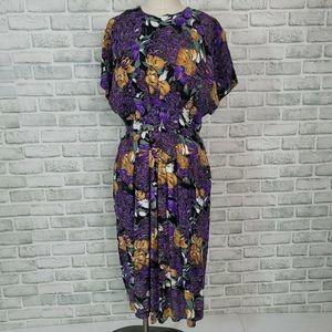 Vintage 80s Pellini Petites Pleated‎ Midi Dress